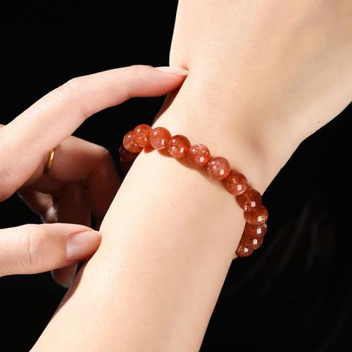 Sunstone Bracelet, Round, handmade, natural & Unisex & different size for choice, gold, Length:Approx 6-7 Inch, Sold By PC