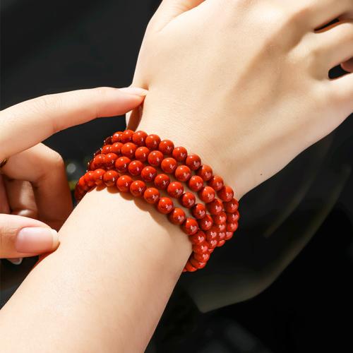 Yunnan agate rouge bracelet, Rond, fait à la main, multicouche & naturel & unisexe, beads length 6-7mm, Longueur:Environ 24 pouce, Vendu par PC