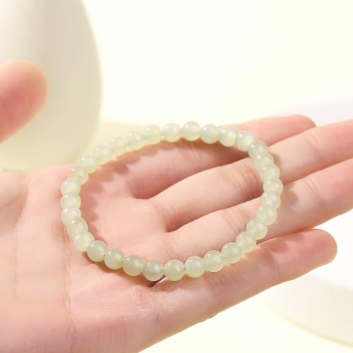 Hetian Jade Bracelet, Round, handmade, natural & for woman, beads length 6mm, Length:Approx 6 Inch, Sold By PC