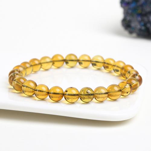 ambre bracelet, Rond, fait à la main, naturel & unisexe & normes différentes pour le choix, Longueur:Environ 6 pouce, Vendu par PC