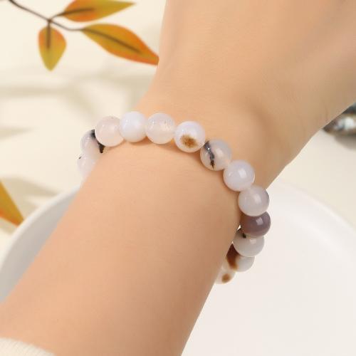 Agate Bracelet, Round, handmade, natural & Unisex, beads length 10mm, Length:Approx 6-6.5 Inch, Sold By PC