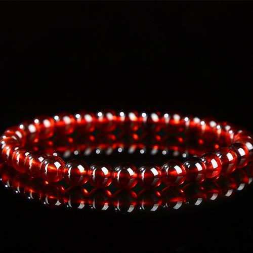 Garnet Bracelet, Round, handmade, natural & different size for choice & for woman, Length:Approx 6-6.5 Inch, Sold By PC