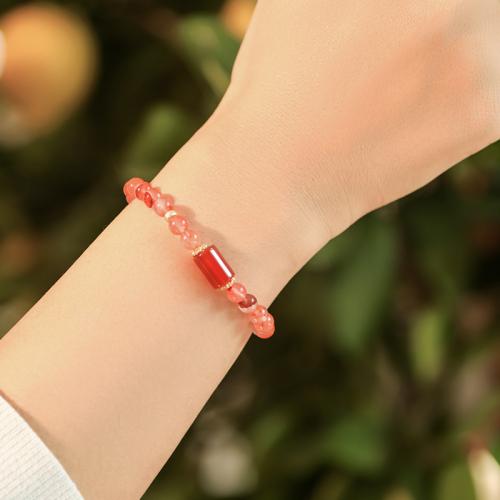 Yunnan agate rouge bracelet, avec laiton, fait à la main, naturel & styles différents pour le choix & pour femme, beads length 6mm, Longueur:Environ 6 pouce, Vendu par PC