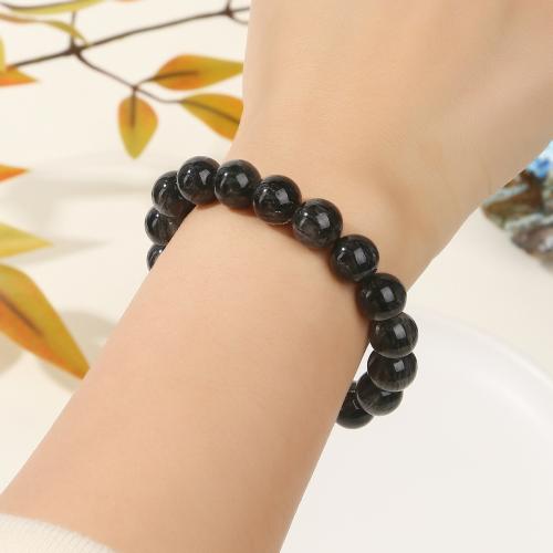 Cuarzo Rutilado Negro Pulsera, Esférico, hecho a mano, natural & unisexo & diverso tamaño para la opción, longitud:aproximado 6-7 Inch, Vendido por UD