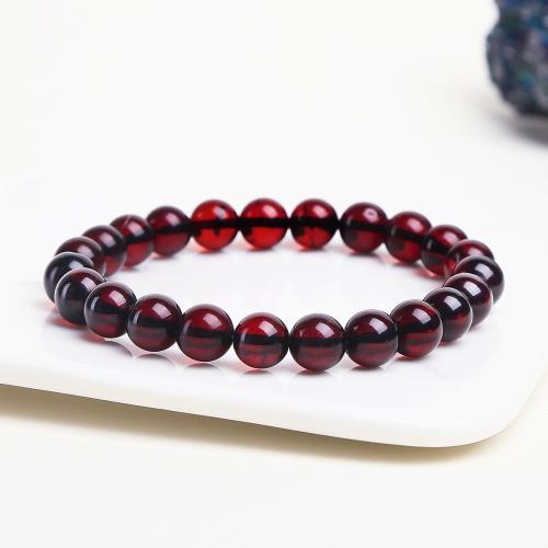 Amber Bracelet, Round, handmade, natural & Unisex & different size for choice, blood red, Length:Approx 6 Inch, Sold By PC