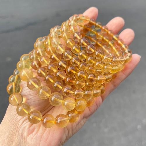 Natural Fluorite Bracelet, Round, handmade, different size for choice & for woman, yellow, Length:Approx 6-7 Inch, Sold By PC