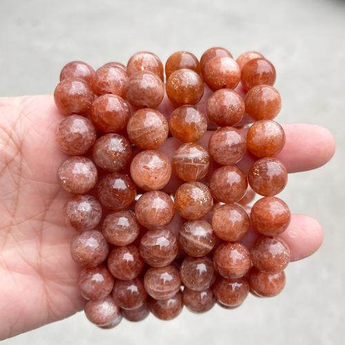 Sunstone Bracelet, Round, handmade, natural & Unisex & different size for choice, gold, Grade AAAAA, Length:Approx 6-7 Inch, Sold By PC