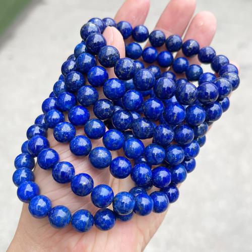 Lapis Lazuli Bracelet, Round, handmade, natural & Unisex & different size for choice, Grade AAAAAA, Length:Approx 6-7 Inch, Sold By PC