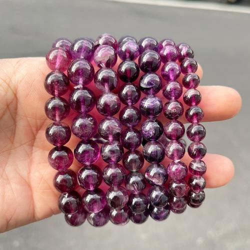 Purple Fluorite Bracelet, Round, handmade, natural & Unisex & different size for choice, Length:Approx 6-7 Inch, Sold By PC