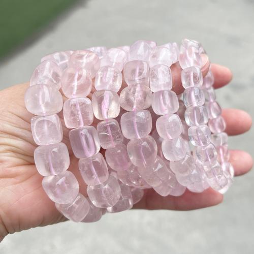 Rose Quartz Bracelet, Square, handmade, natural & Unisex & different size for choice, Length:Approx 6-7 Inch, Sold By PC