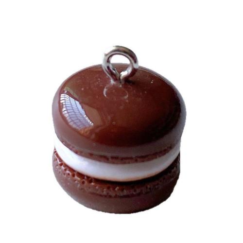 Pendentif en résine, avec fer, Macaron, goutté d'époxy, DIY, plus de couleurs à choisir, protéger l'environnement, sans nickel, plomb et cadmium, 15x15x13mm, Environ 100PC/sac, Vendu par sac