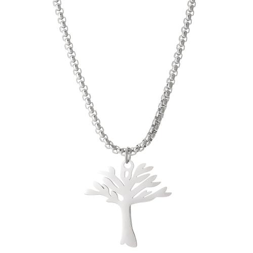 Collier de bijoux en acier inoxydable, Acier inoxydable 304, arbre, bijoux de mode & pour femme, couleur originale, 29x29mm, Longueur:Environ 62 cm, Vendu par PC