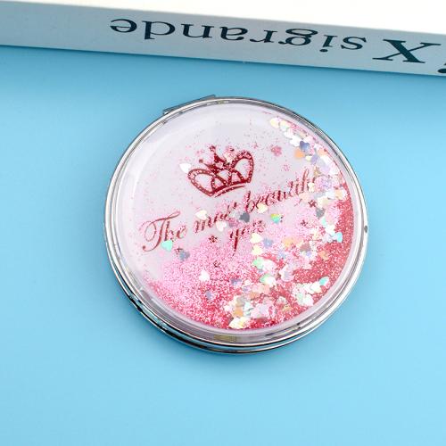 Acrylic Cosmetic Mirror, with PU Leather & Glass, Mini & for woman, more colors for choice, 72.50x14.50mm, Sold By PC