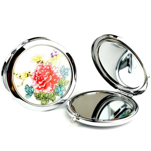 Iron Cosmetic Mirror, with Glass, epoxy gel, Mini & for woman & double-sided, more colors for choice, nickel, lead & cadmium free, 70x10mm, Sold By PC