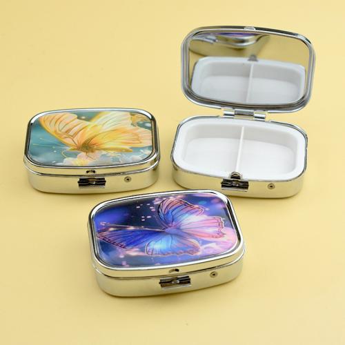 Iron Pill Box, with Glass & Plastic, Different Shape for Choice, more colors for choice, nickel, lead & cadmium free, Sold By PC