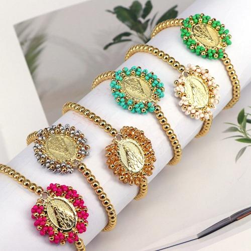 Brass Bracelet, with Knot Cord & Seedbead, gold color plated, Adjustable & fashion jewelry & for woman, more colors for choice, 28x24mm, Length:Approx 15-25 cm, Sold By PC