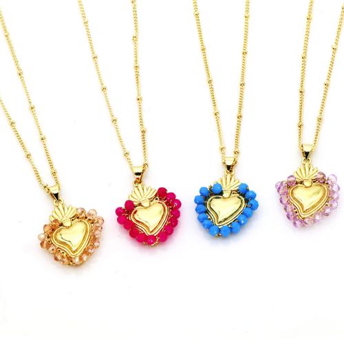 Brass Necklace, with Seedbead, with 5cm extender chain, Heart, gold color plated, fashion jewelry & for woman, more colors for choice, nickel, lead & cadmium free, 20x30mm, Length:Approx 45 cm, Sold By PC