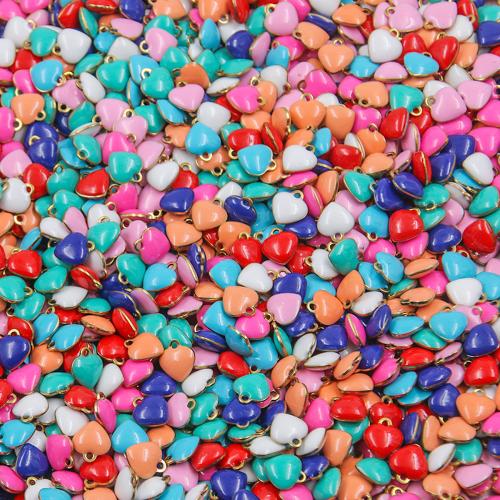 Stainless Steel Heart Pendants, 304 Stainless Steel, Vacuum Ion Plating, double-sided enamel & DIY, more colors for choice, 8x9mm, Approx 100PCs/Bag, Sold By Bag