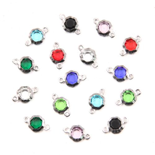 Crystal Pendants, 304 Stainless Steel, with Crystal, Octagon, DIY & 1/1 loop, more colors for choice, 7x12mm, Hole:Approx 1mm, Approx 100PCs/Bag, Sold By Bag