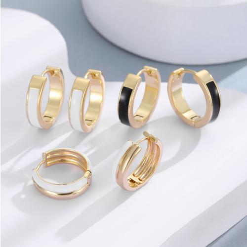 Brass Huggie Hoop Earring, Round, gold color plated, different styles for choice & for woman & enamel, more colors for choice, nickel, lead & cadmium free, Sold By Pair