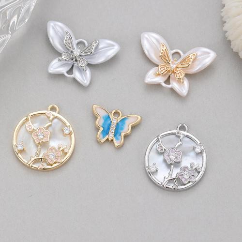 Pendentifs en laiton zircon cubique (CZ), Placage, DIY & styles différents pour le choix & pavé de micro zircon & émail, plus de couleurs à choisir, protéger l'environnement, sans nickel, plomb et cadmium, Vendu par PC