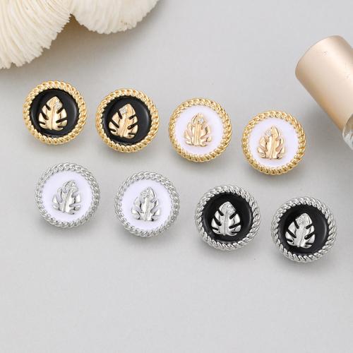 Brass Stud Earring, Round, plated, for woman & enamel, more colors for choice, nickel, lead & cadmium free, Sold By Pair