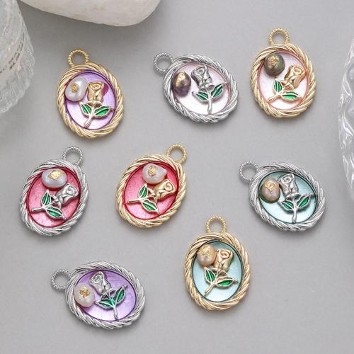 Freshwater Pearl Pendants, Brass, with Freshwater Pearl, plated, DIY & enamel, more colors for choice, nickel, lead & cadmium free, Sold By PC