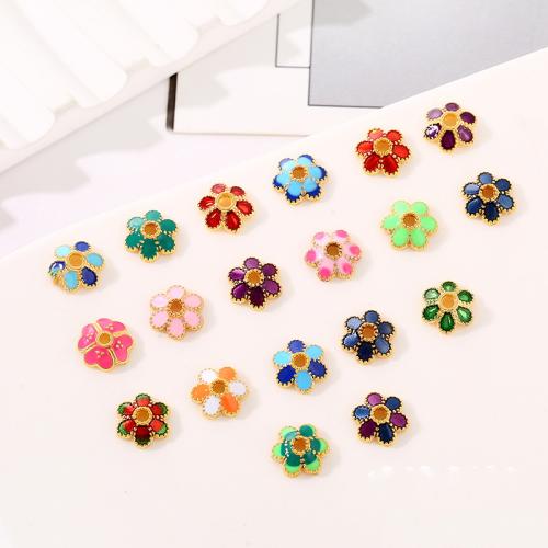 Tibetan Style Bead Cap, Flower, gold color plated, DIY & enamel, more colors for choice, nickel, lead & cadmium free, 8mm, Hole:Approx 2mm, 100PCs/Bag, Sold By Bag