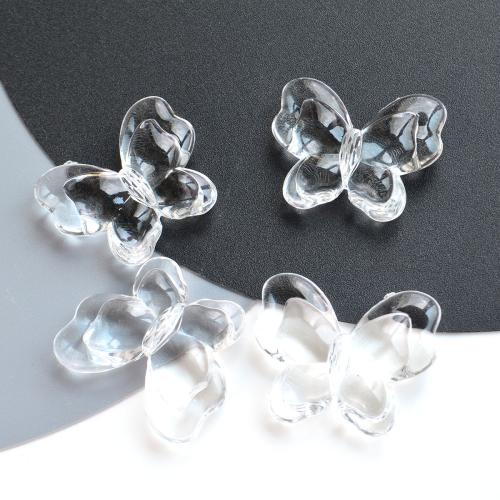 Transparent Acrylic Beads, Butterfly, DIY, white, 34.50x28.50x9.20mm, Hole:Approx 2mm, Approx 110PCs/Bag, Sold By Bag