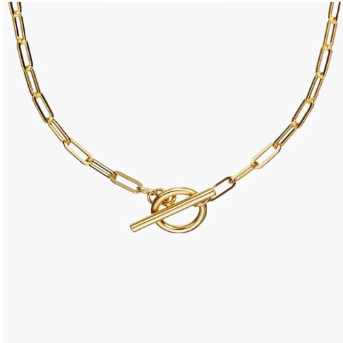 Stainless Steel Jewelry Necklace, 304 Stainless Steel, real gold plated, fashion jewelry & for woman, Length:440 mm, Sold By PC