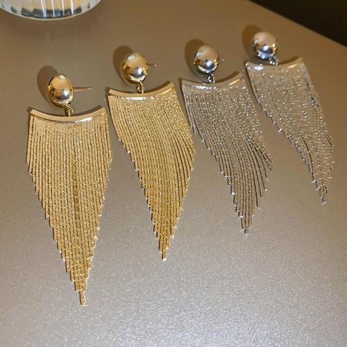 Fashion Fringe Earrings, Brass, plated, fashion jewelry & for woman, more colors for choice, 78x25mm, Sold By Pair