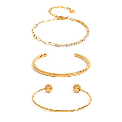 acero inoxidable 304 Brazalete, chapado, Joyería & diferentes estilos para la opción & para mujer, dorado, Vendido por UD