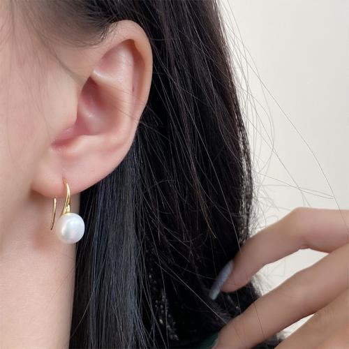 Boucles d'oreilles en perles d'eau douce, laiton, avec perle d'eau douce cultivée, pour femme, protéger l'environnement, sans nickel, plomb et cadmium, Vendu par paire