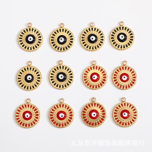 Stainless Steel Pendants, 304 Stainless Steel, Vacuum Ion Plating, DIY & evil eye pattern & enamel, more colors for choice, nickel, lead & cadmium free, 19x16mm, Sold By PC