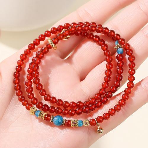 Ágata roja Pulsera, con Apatites & metal & aleación de zinc, hecho a mano, multicapa & natural & diferentes estilos para la opción & para mujer, longitud:aproximado 12-17 Inch, Vendido por UD