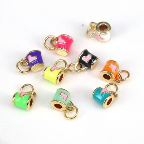 Colgantes de la joyería de cobre amarillo, metal, Taza, chapado en color dorado, Bricolaje & esmalte, más colores para la opción, libre de níquel, plomo & cadmio, 5x8mm, Vendido por UD