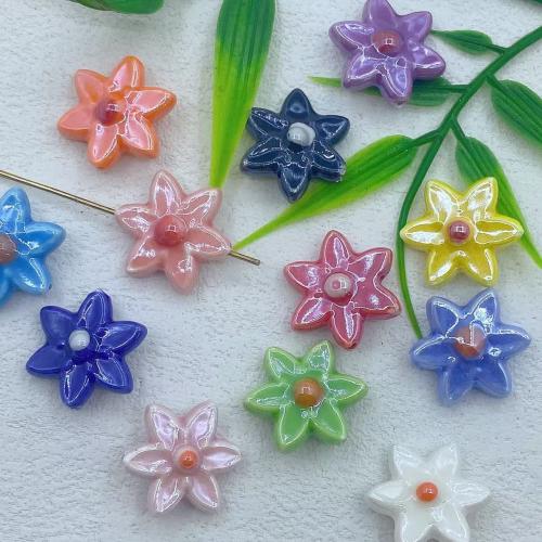 Porcelain Jewelry Beads, Flower, DIY, more colors for choice, 17x7mm, Hole:Approx 2mm, Approx 100PCs/Bag, Sold By Bag