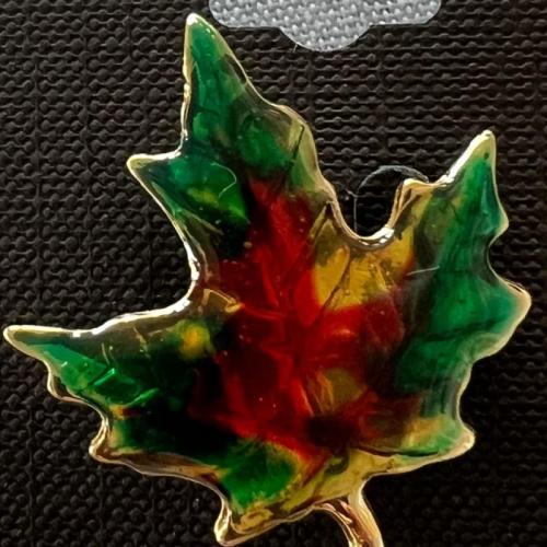 Enamel Brooch, Tibetan Style, Maple Leaf, gold color plated, nickel, lead & cadmium free, about:4-4.5cm, Sold By PC