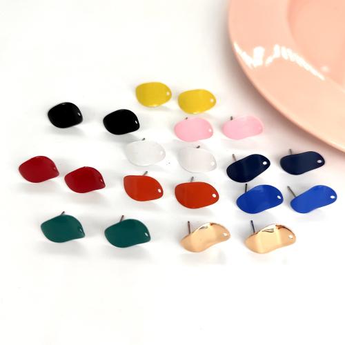 Brass Earring Stud Component, with 304 Stainless Steel, plated, DIY, more colors for choice, nickel, lead & cadmium free, 11x18mm, Approx 100PCs/Bag, Sold By Bag