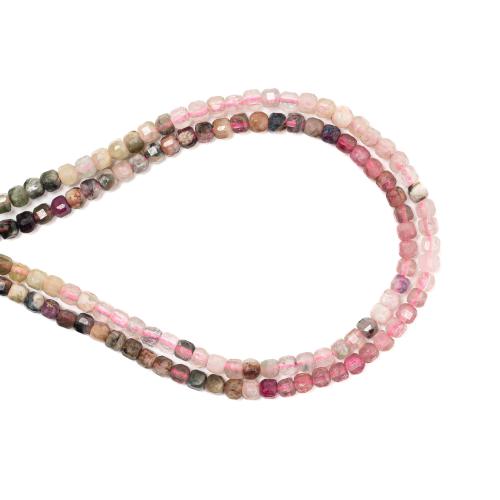 Gemstone Jewelry Beads, Tourmaline, Square, DIY, mixed colors, 2.50x2.50mm, Sold Per Approx 38 cm Strand