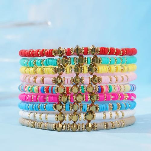 Bijoux bracelets de mode, argile de polymère, avec Hématite, Placage de couleur d'or, pour femme, plus de couleurs à choisir, Vendu par PC