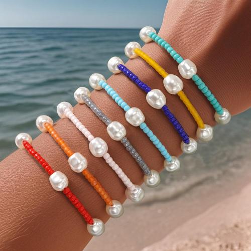 Fashion Bracelet & Bangle Jewelry, Plastic Pearl, with Knot Cord, 8 pieces & Adjustable & for woman, mixed colors, Sold By PC