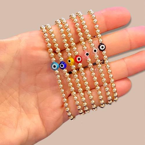 Evil Eye Jewelry Bracelet, Brass, with Lampwork, gold color plated, evil eye pattern & for woman, more colors for choice, nickel, lead & cadmium free, Sold By PC