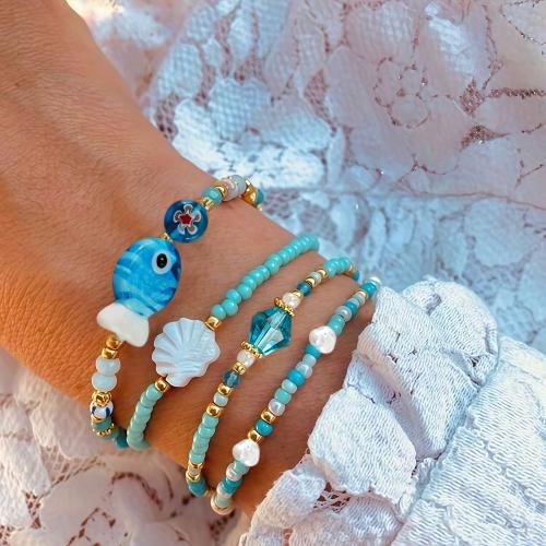 Fashion Bracelet & Bangle Jewelry, Seedbead, with Glass, gold color plated, different styles for choice & for woman, more colors for choice, nickel, lead & cadmium free, Sold By PC