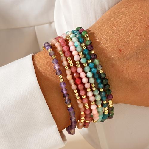 Bracelets de pierres précieuses, fil élastique, avec pierre gemme, pour femme, plus de couleurs à choisir, Vendu par PC