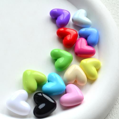 Opaque Acrylic Beads, Heart, DIY, more colors for choice, 17x14.80mm, Hole:Approx 2.2mm, Approx 430PCs/Bag, Sold By Bag