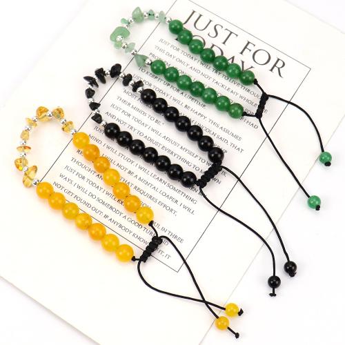 Gemstone Bracelets, Natural Stone, with Knot Cord, fashion jewelry & different materials for choice, more colors for choice, Length:22 cm, Sold By PC