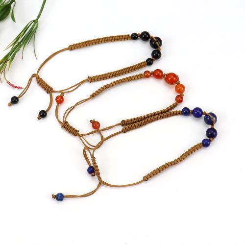 Gemstone Bracelets, Knot Cord, with Natural Stone, fashion jewelry & different materials for choice, more colors for choice, Length:22 cm, Sold By PC