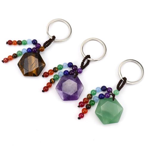 Bag Purse Charms Keyrings Keychains, Natural Stone, with Knot Cord & Tibetan Style, fashion jewelry & different materials for choice, more colors for choice, Sold By PC