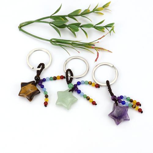 Bag Purse Charms Keyrings Keychains, Natural Stone, with Knot Cord & Tibetan Style, fashion jewelry & different materials for choice, more colors for choice, Sold By PC